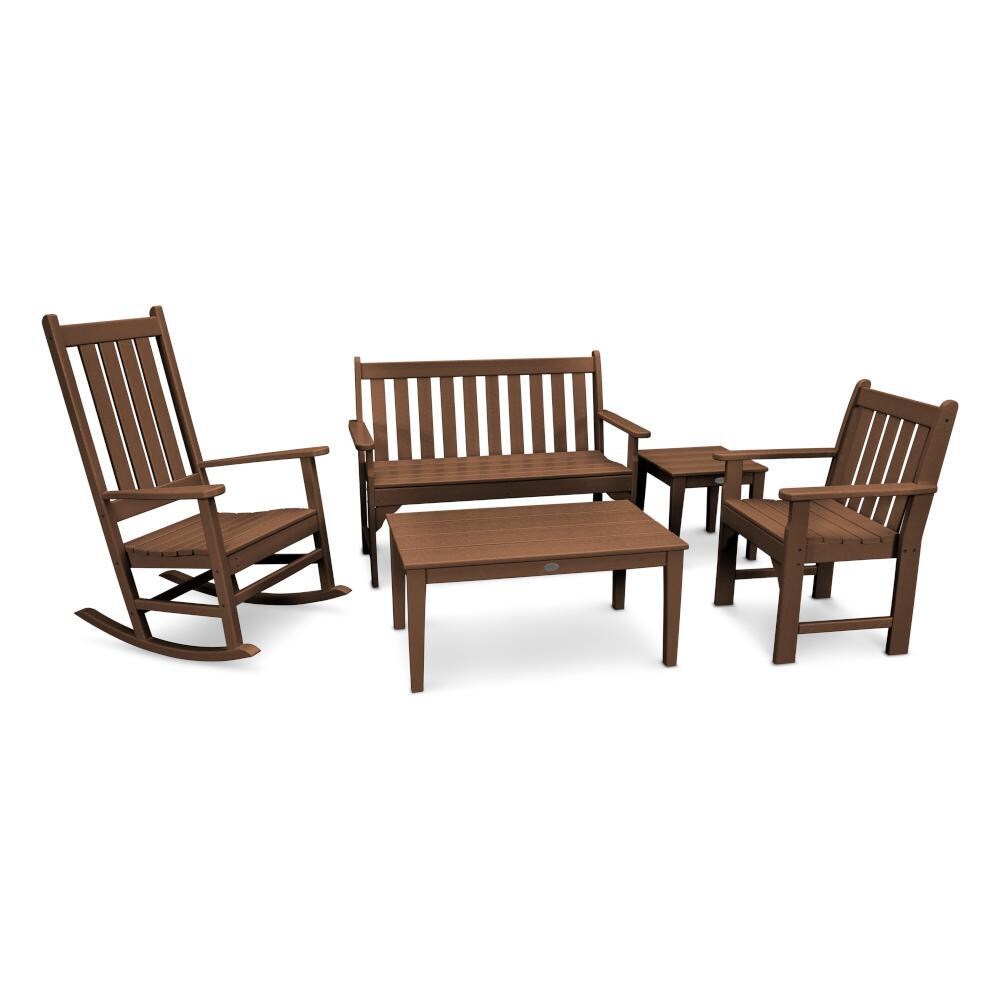 POLYWOOD Vineyard 5-Piece Bench and Rocking Chair Set