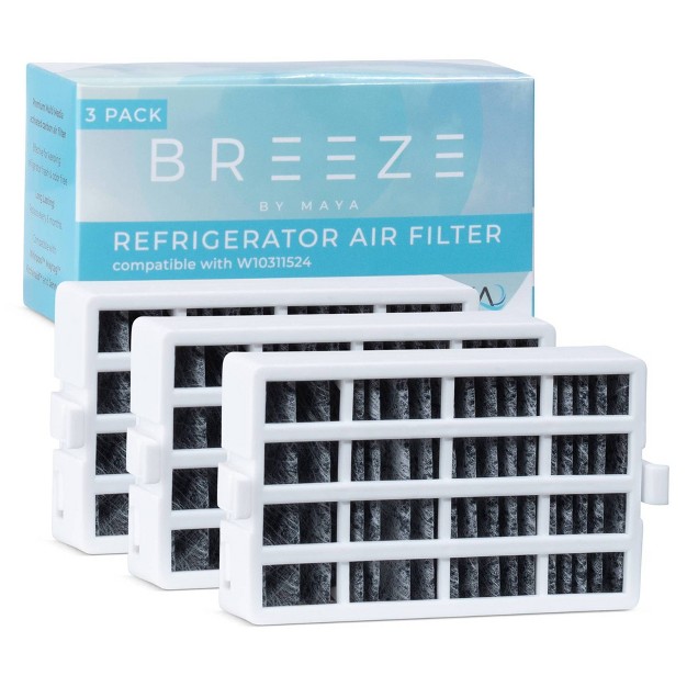 Breeze By Maya Replacement Whirlpool W10311524 Refrigerator Air Filter 3pk Baf301