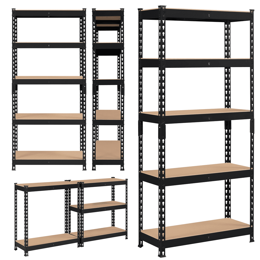 Topeakmart 5 Tiers Boltless Metal Storage Shelf with MDF Wood Boards for Warehouse Store Home