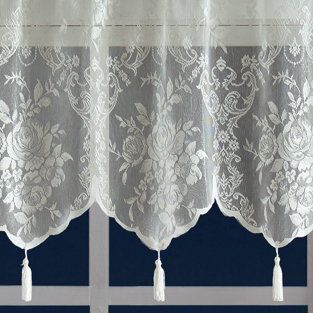 WARM HOME DESIGNS Lace Kitchen Valance with 6 Tassels   54\