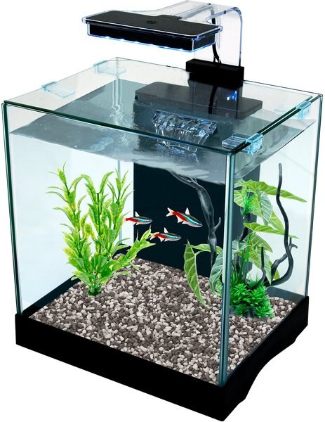 Cascade All-in-One Desktop LED Light Glass Fish Tank Kit， 3.2-gal