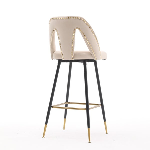 Modern Set of 2 Barstools with Nailheads