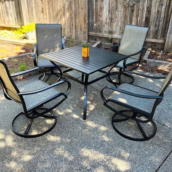 MAISON ARTS 5 Piece Patio Dining Set，4 Sling Dining Swivel Chairs and 37