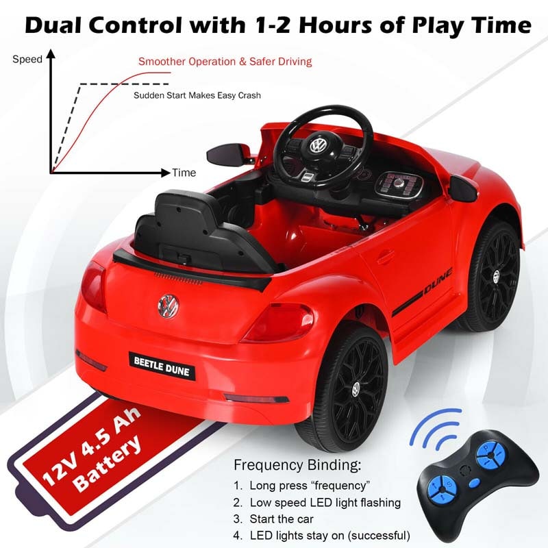 Licensed Volkswagen Beetle Ride-on Car 12V Battery Powered Vehicle Kids Riding Toy Car with Remote