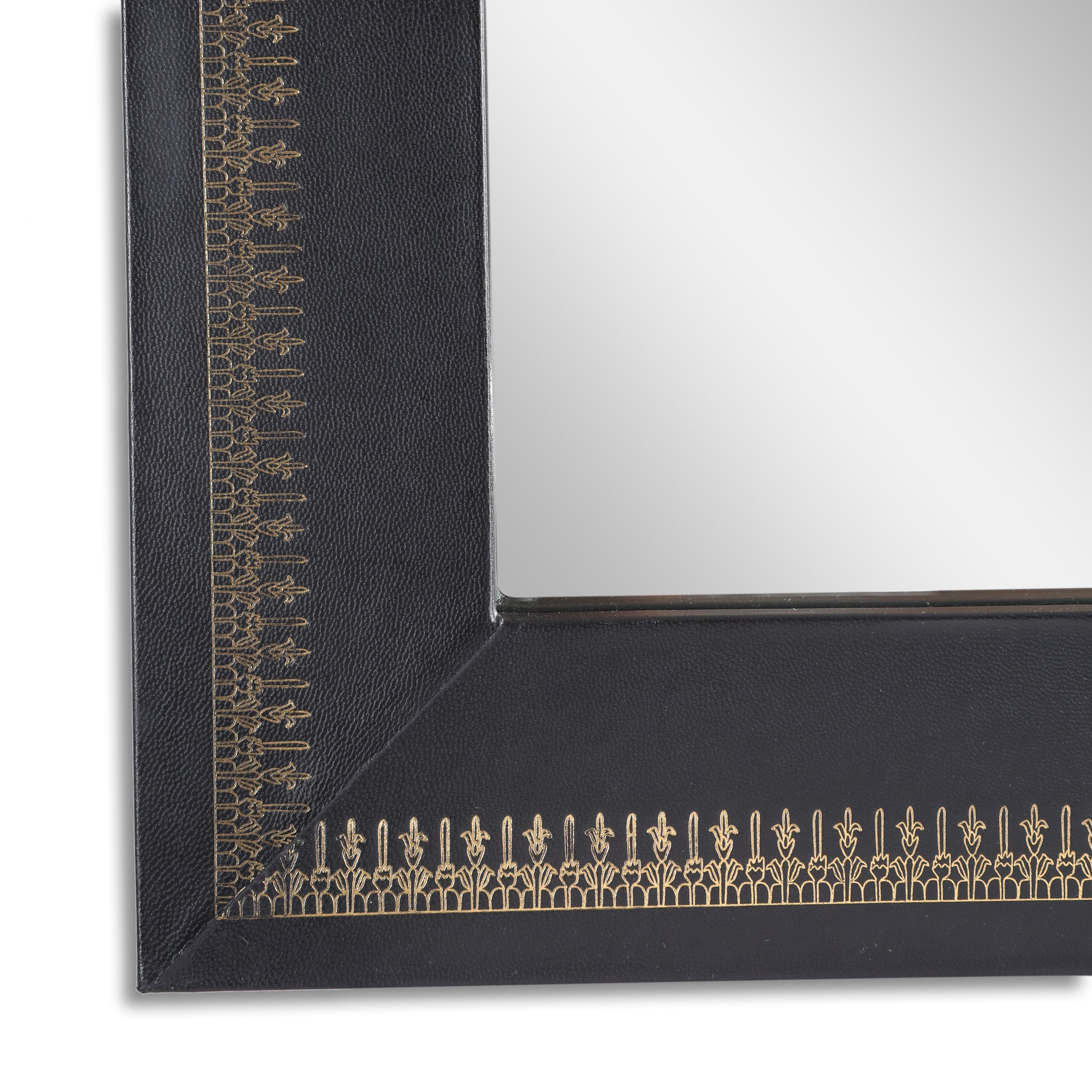 Crowe Handcrafted Boho Embossed Leather Square Wall Mirror