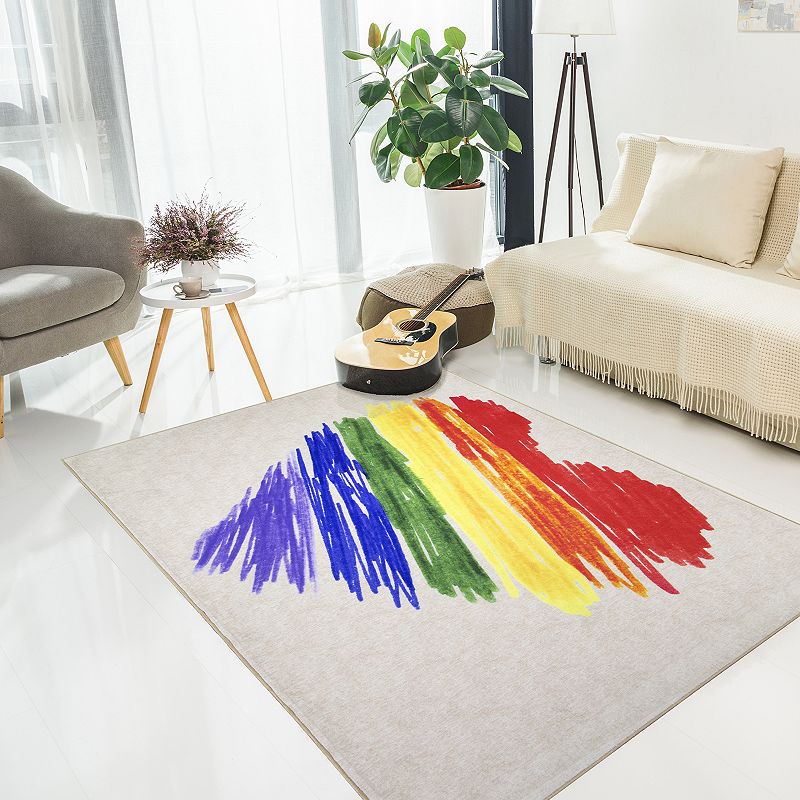 Floordecor USA Pride Rainbow Brushstroke Heart Rug