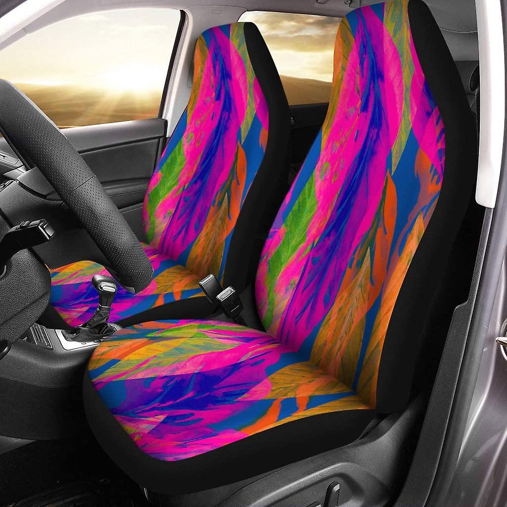 Set Of 2 Car Seat Covers Leaves Universal Auto Front Seats Protector Fits For Car，suv Sedan，truck D---46872