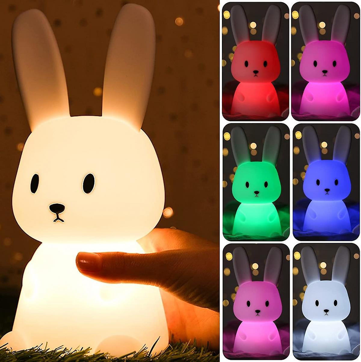 Night Lights For Kids Room Birthday Gifts Teen Night Lamp Rechargeable Toddler Baby Nightlight Portable Silicone Animal Kids Lamp (bunny)