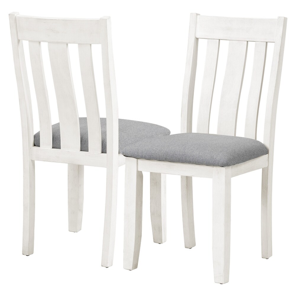 Wood 7 Piece Extendable Dining Table Set with 6 Chairs  White+Gray