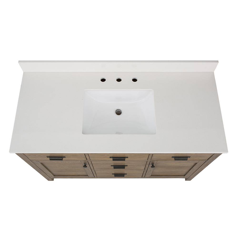 Home Decorators Collection Stanhope 49 in. Reclaimed Oak Single Vanity with Crystal White Engineered Stone Vanity Top and Undermount Sink SNOVT4922D