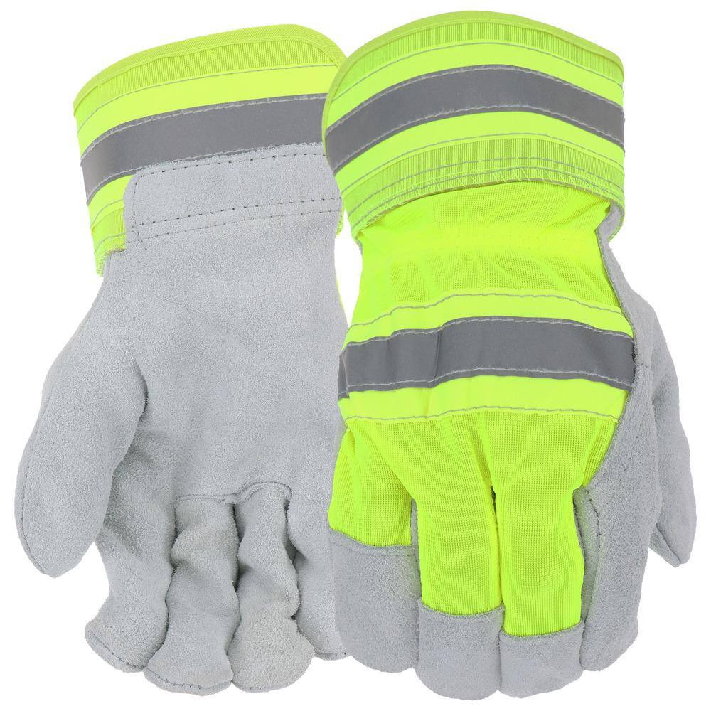 West Chester Protective Gear Hi-Vis Large Split Leather Palm Gloves 70501-LCCD6