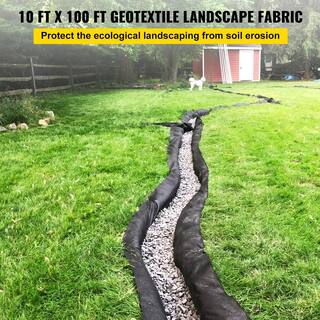 VEVOR 10 ft. x 100 ft. Garden Weed Barrier Fabric 8 oz. Heavy-Duty needle-punched PP Geotextile Landscape Fabric Black TGBYCYC101008XEWNV0