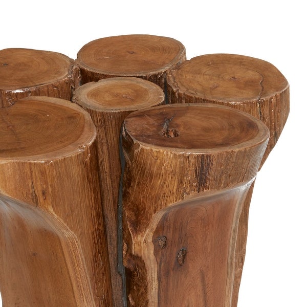 Brown Teak wood Rustic Stool 16 x 16 x 16 - 16 x 16 x 16