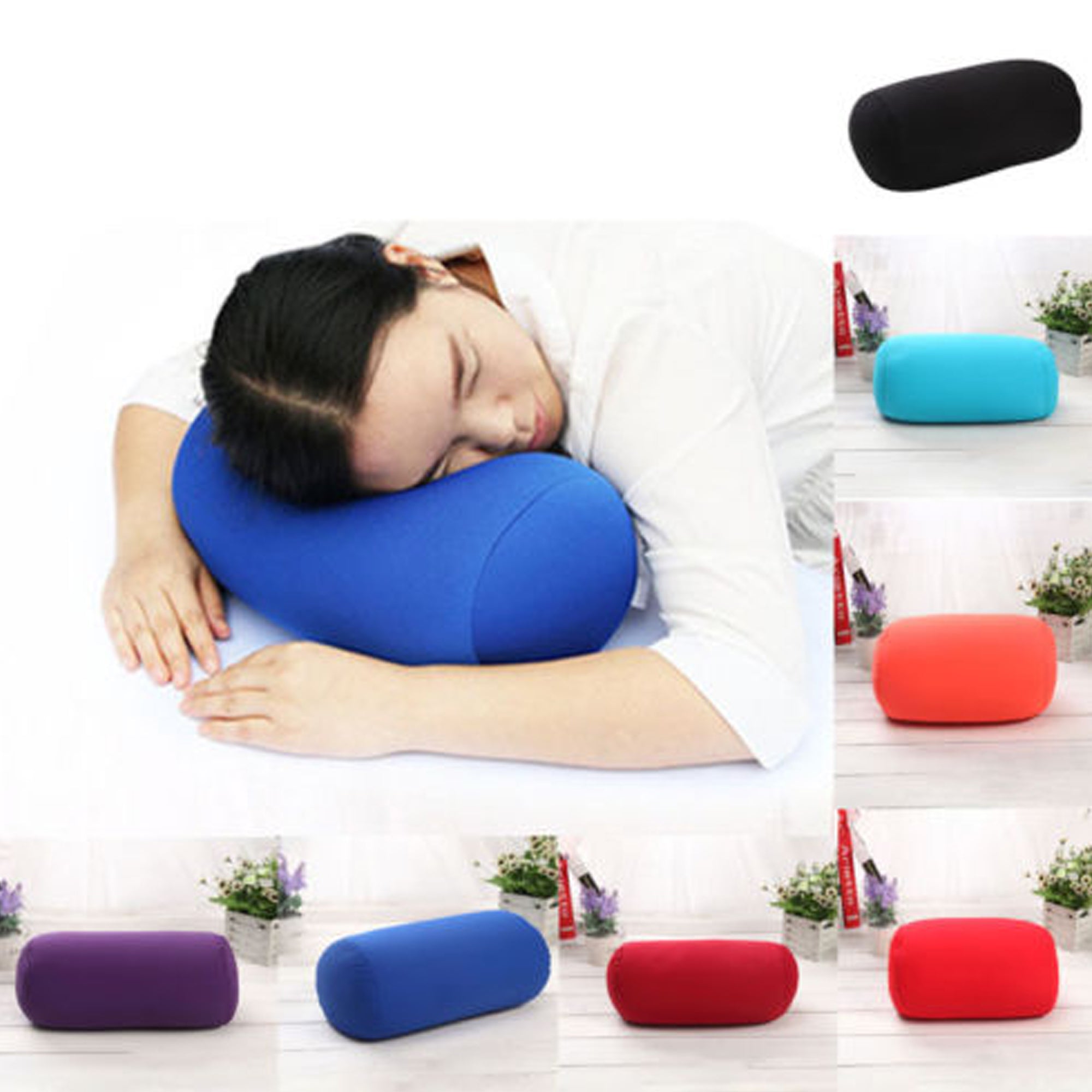 Round Cervical Roll Cylinder Bolster Pillow, Soft Neck Roll Memory Foam Pillow, Round Nap Neck Pillow Cushion