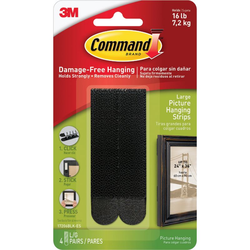 Command Interlocking Picture Hanger Strips Black