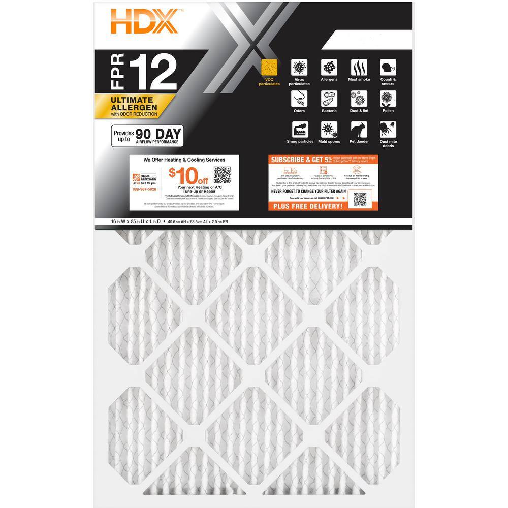 HDX 16 in. x 24 in. x 1 in. Elite Allergen Pleated Air Filter FPR 12 61201.011624