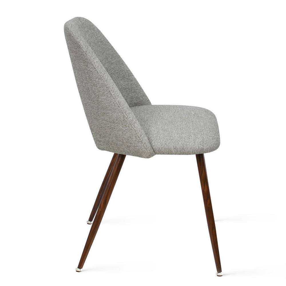 Elevens Upholstered Modern Cutout Back Dining Chair with Walnut Leg (Set of 4) EDWIN-CHAIR-WALNUTGREY