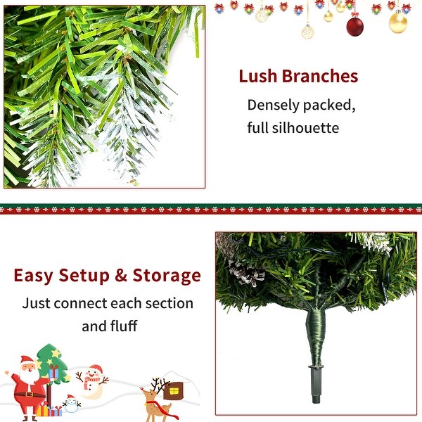 Prelit Xmas Tree Artificial Christmas 4Piece Set，Garland，Wreath and Set of 2 Entrance Trees Xmas with LED Lights