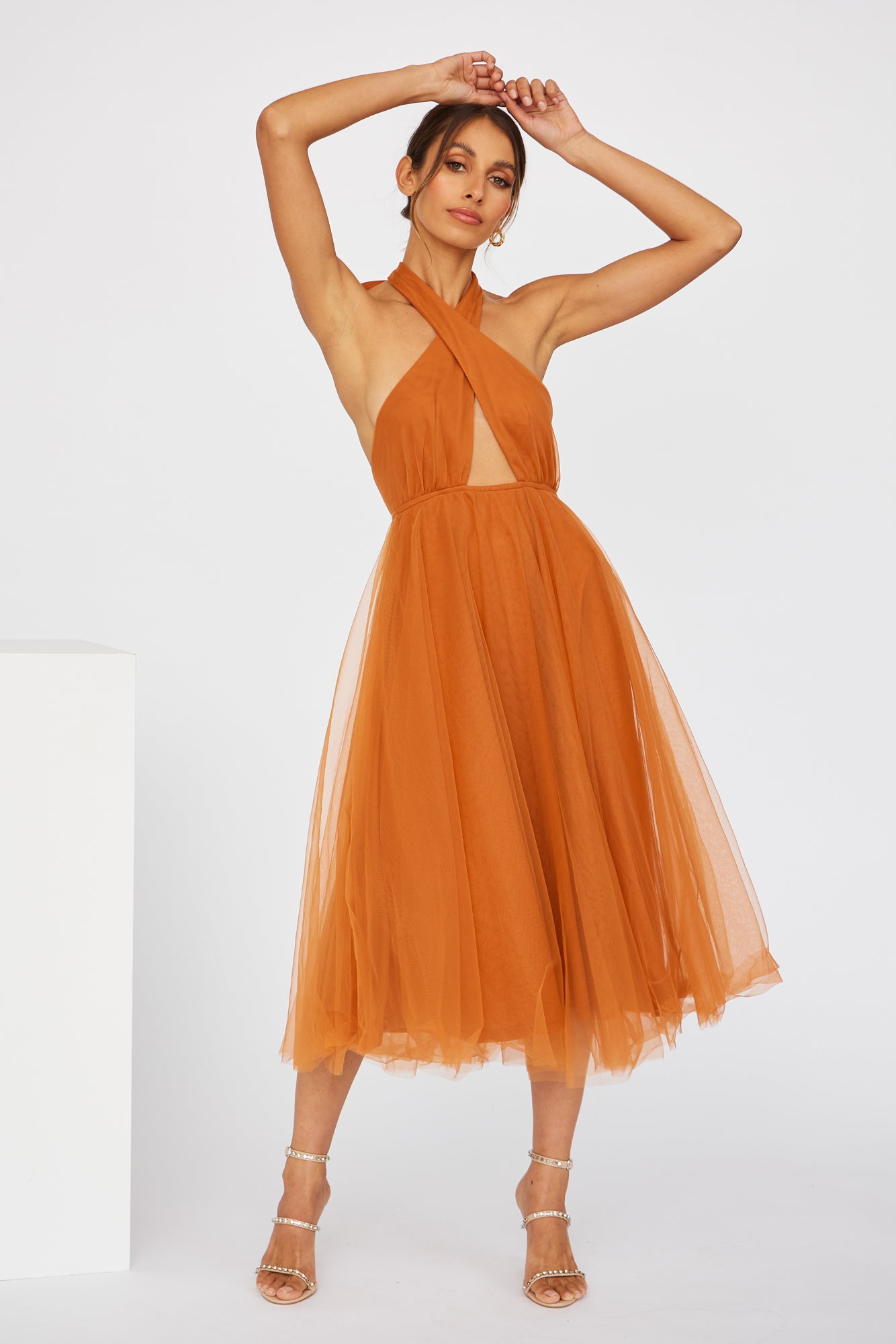 Little Tulle Much Midi Dress Orange