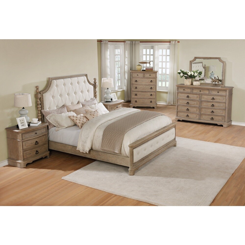 Roundhill Furniture Piraeus 296 6 piece Solid Wood Queen Bedroom Set