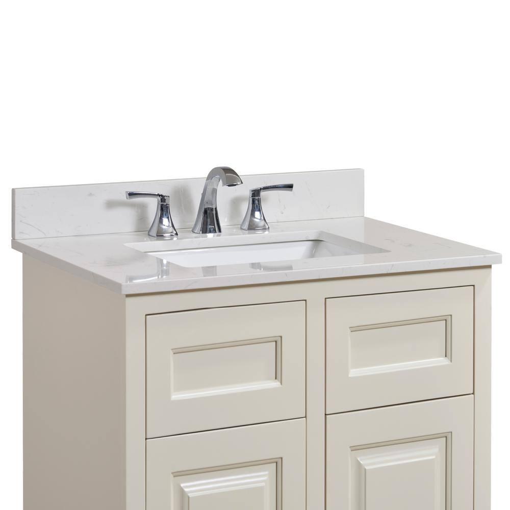 Altair 31 in W Engineered Stone Single Basin Vanity Top in Jazz White with White Basin