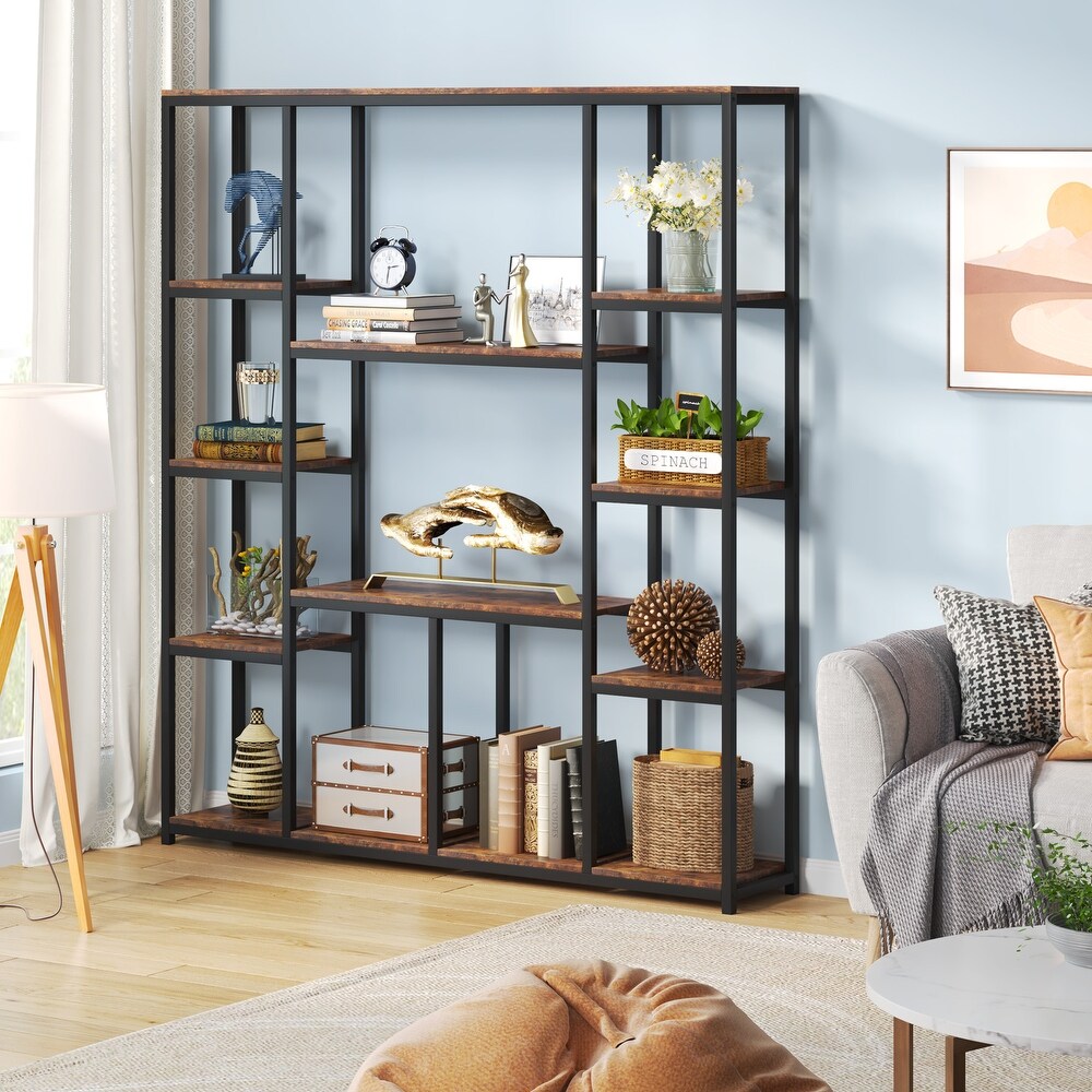 12 Open Shelf Etagere Bookcase Book Shelves Display Shelf   70.86'' H x 59'' W x 11.8'' D