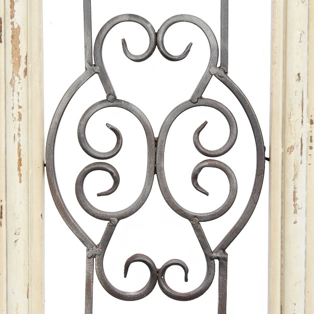 Wood Scroll Window Inspired Wall Decor With Metal Scrollwork Relief White Olivia amp May