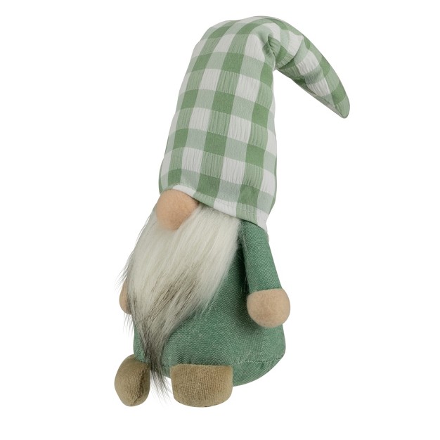 Spring Gnome With Green Plaid Hat