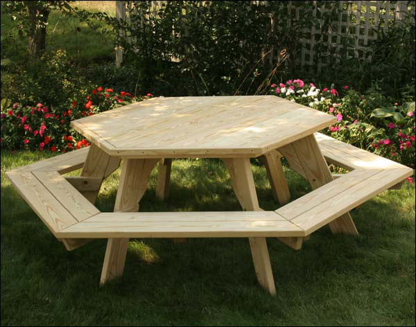 Treated Pine Hexagon Picnic Table