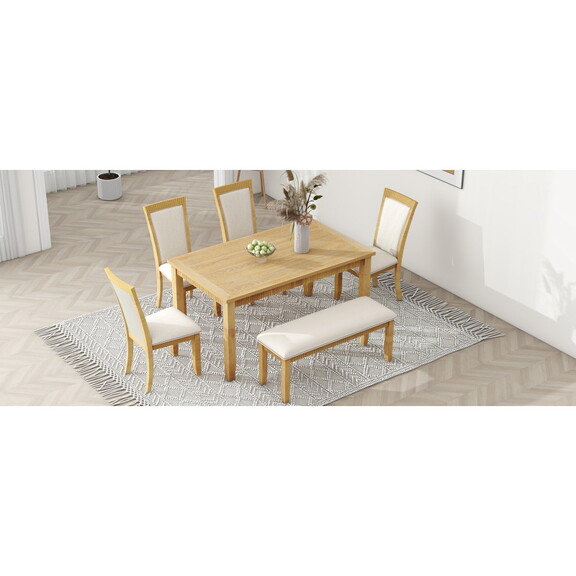 TOPMAX Rustic Solid Wood 6 piece Dining Table Set ...