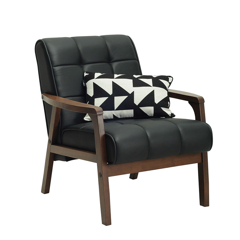 TUCSON Lounge Chair - Walnut & Black PU Leather