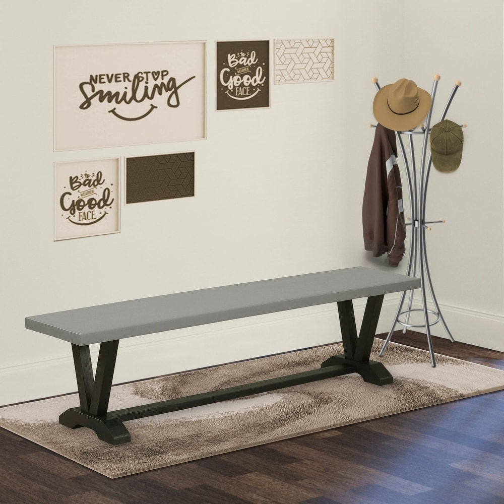 East West Furniture V Style Modern Dining Room Bench with Wooden Seat  72x15x18 Inch(Finish Options)   72