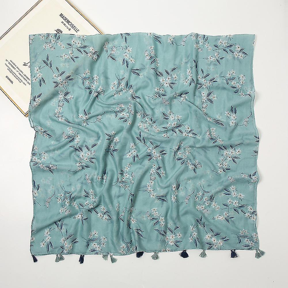 Women's Ladies Scarves Wraps Flower Soft Touch Long Infinity Tassel Scarf1pcsgreen