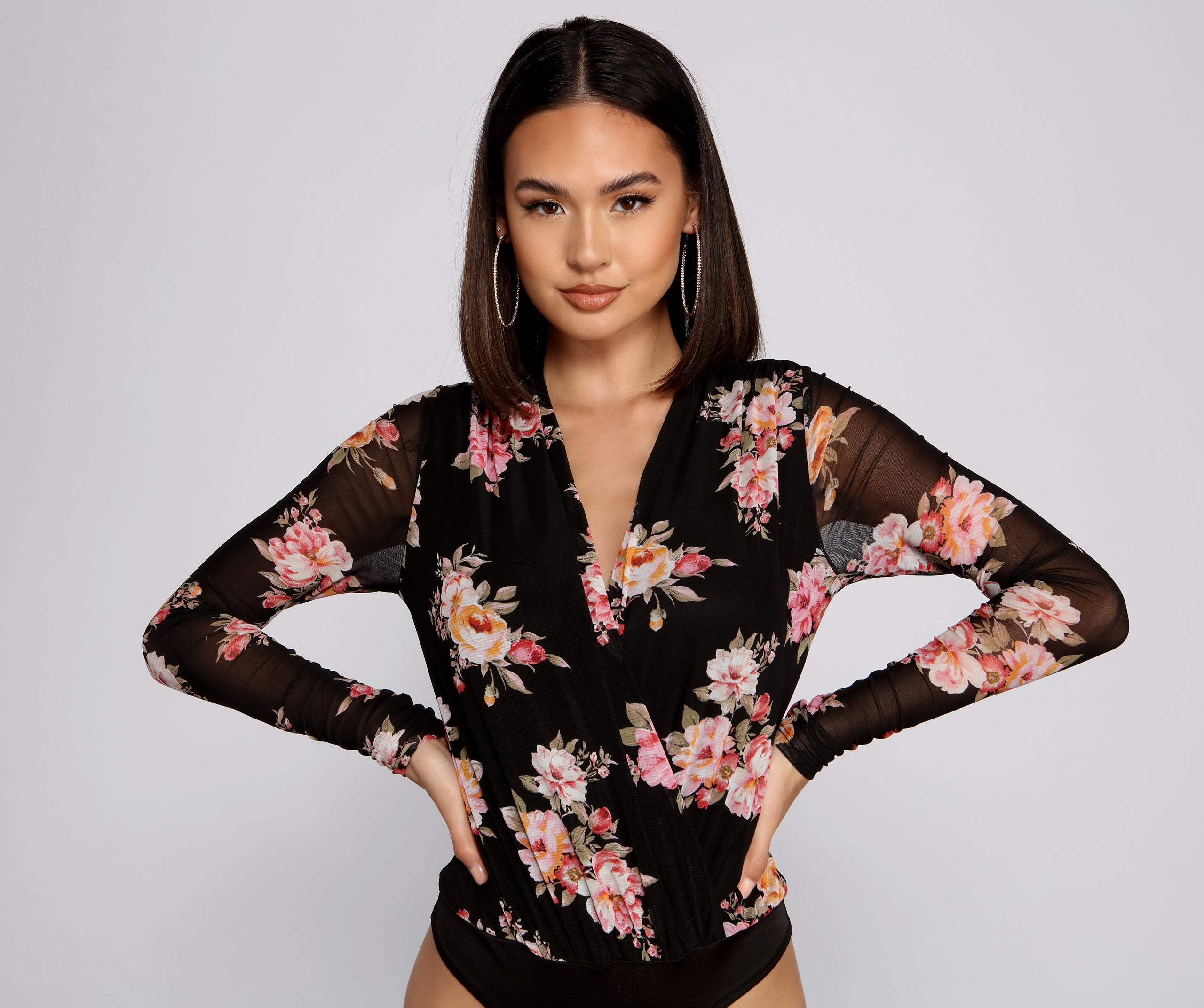 Flirty Floral Mesh Bodysuit