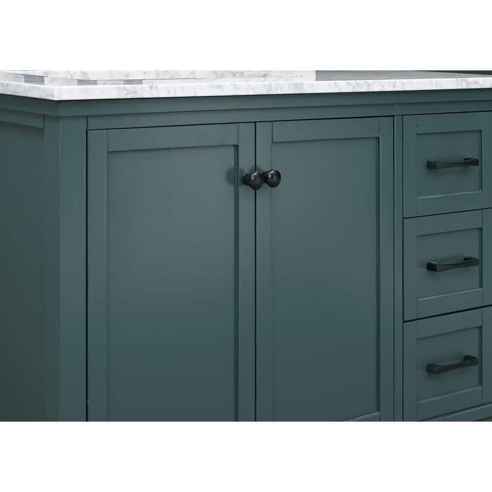 Home Decorators Collection Merryfield 37 in W x 22 in D x 35 in H Bathroom Vanity in Antigua Green with Carrara White Marble Top