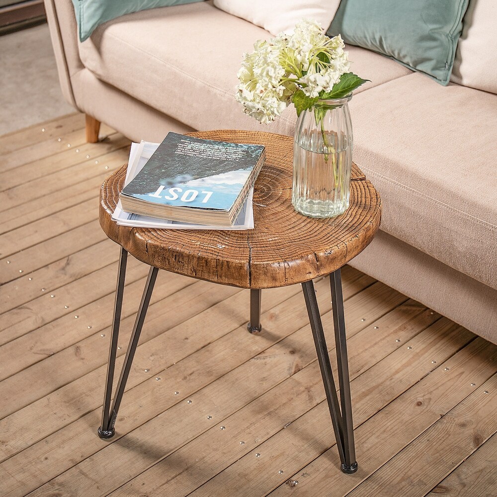 COSIEST Faux Wood Tree Slice Outdoor Coffee Table