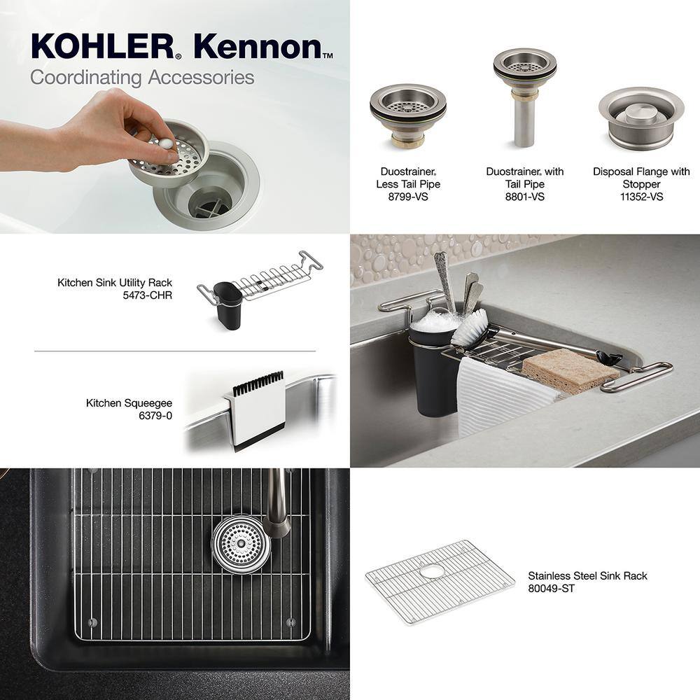 KOHLER Kennon Drop-inUndermount Neoroc Granite Composite 25 in. 1-Hole Single Bowl Kitchen Sink in Matte Black K-RH28003-1-CM1