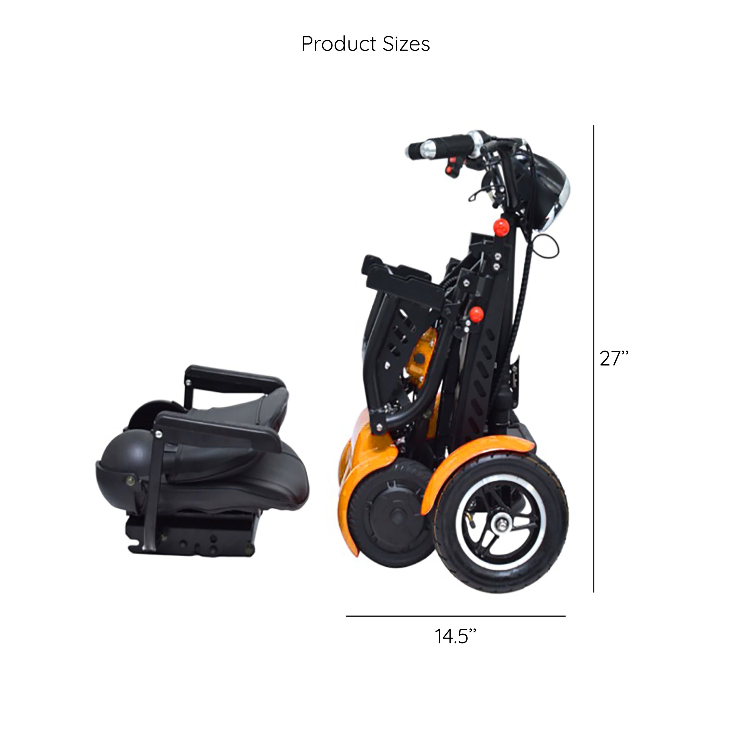 Compact Electric Mobility Scooter, Adjustable Wide Seat Armrests Handlebar