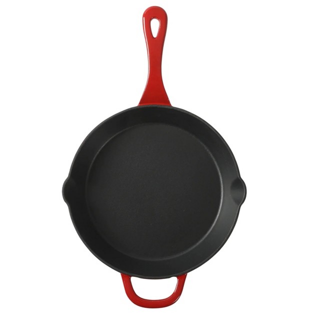 Crock pot Artisan Enameled Cast Iron Round Skillet In Gradient Red