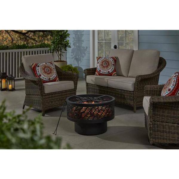 Hampton Bay 26 in. Outdoor Steel Wood Burning Black Fire Pit FT-61689