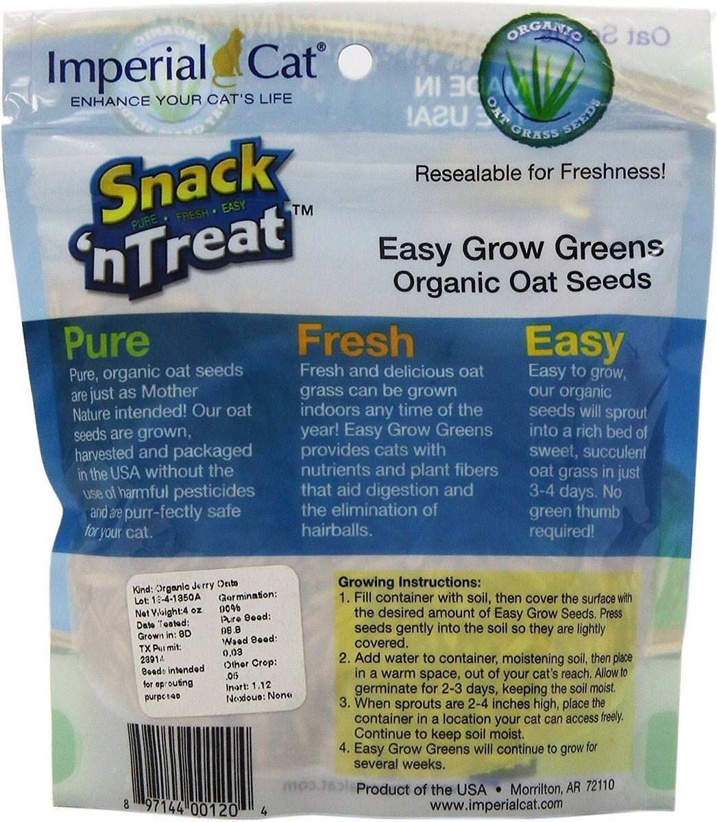 Imperial Cat Easy Grow Cat Oat Grass Seeds， 4-oz bag