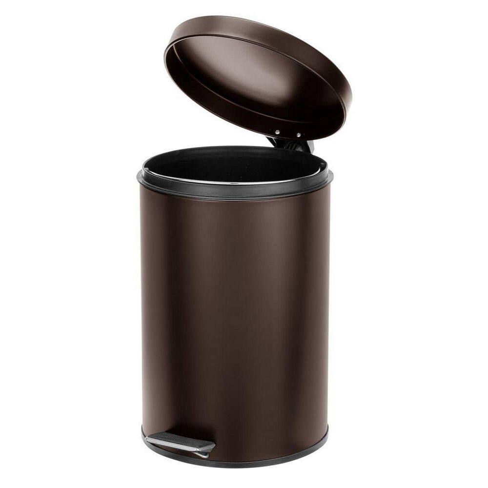 Dracelo 3.2 Gal. Round Bronze Metal Step Trash Wastebasket with Removable Liner Bucket B0B9CKBTWS