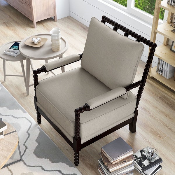 Furniture of America Digg Gray Upholstered Accent Chair， Gray Beige