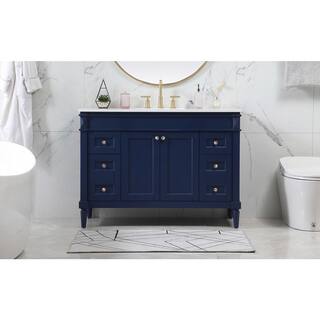 Simply Living 48 in. W x 21 in. D x 35 in. H Bath Vanity in Blue with Ivory White Quartz Top SL95544BL