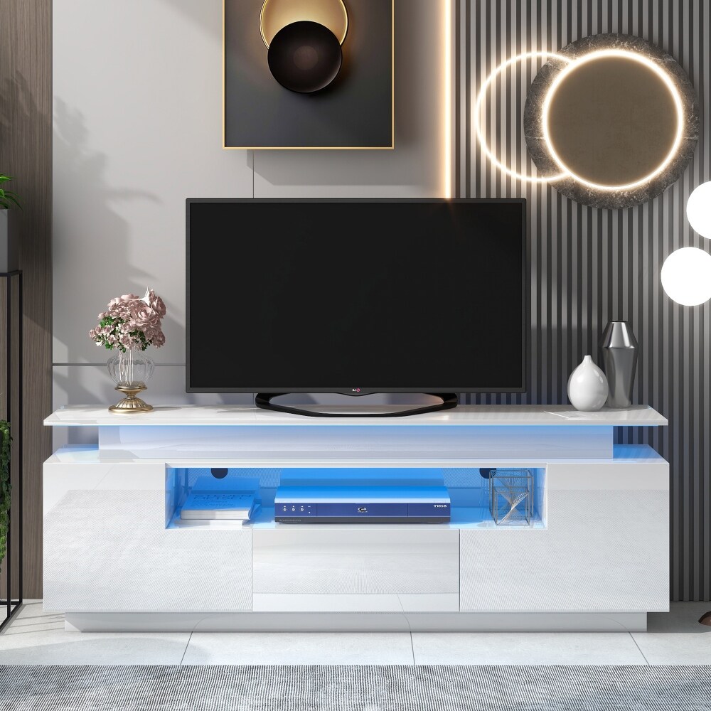 Modern Stylish Functional TV stand with Color Changing LED Lights