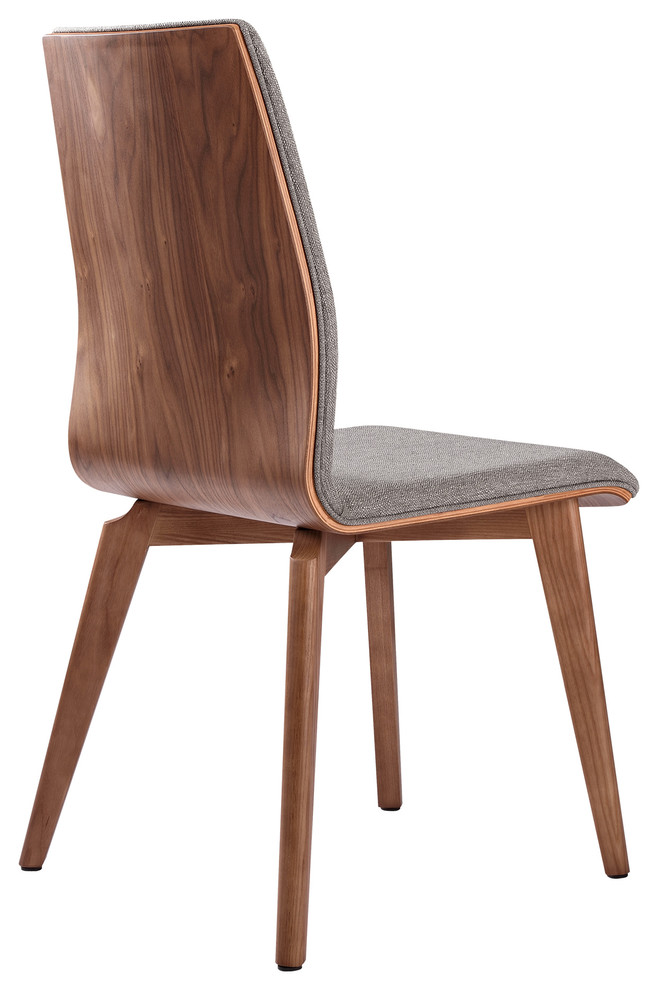 Lyon Mid Century Dining Chair  Walnut Finish and Gray Fabric  Set of 2   Midcentury   Dining Chairs   by Armen Living  Houzz