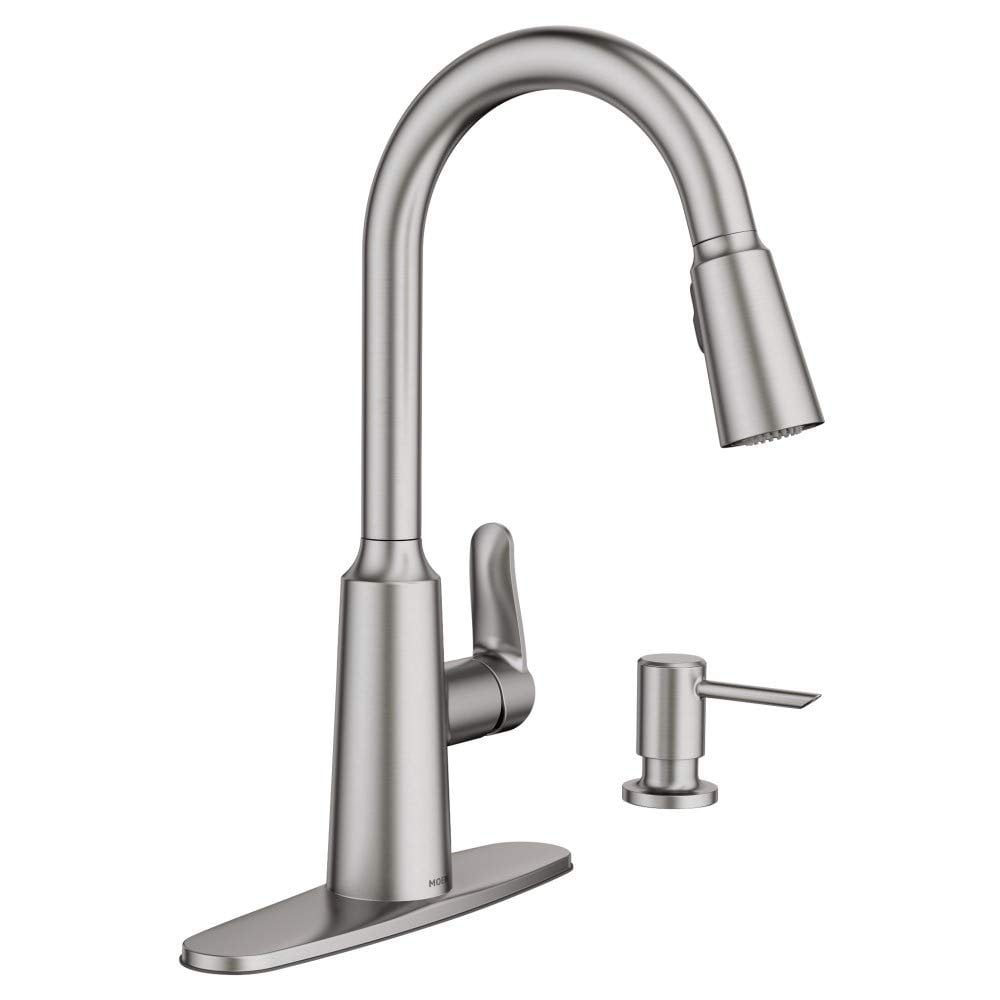 Moen 87028SRS Edwyn Spot Resist Sta Inless 1Handle Deck Mount Pulldown Kitchen Faucet， Stainless Steel