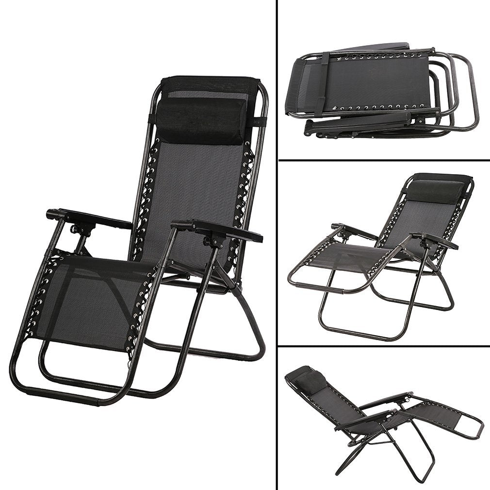 FDW 2 Pack Metal Zero-Gravity Chair - Black and Gray