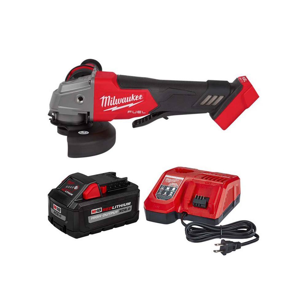 MW M18 FUEL 18-Volt Lithium-Ion Brushless Cordless 4-12 in.5 in. Grinder with Paddle Switch with 8.0 Ah Starter Kit 2880-20-48-59-1880