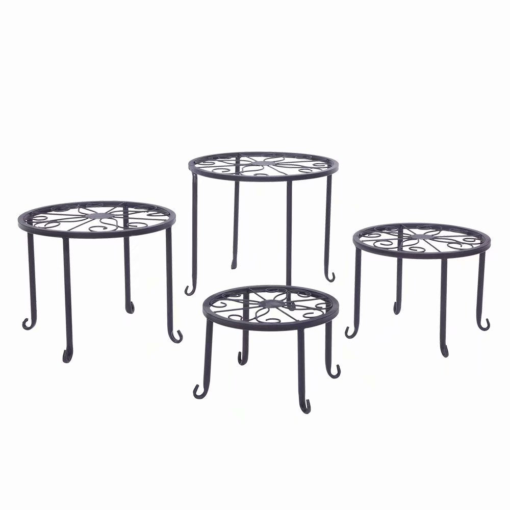 Fortressmount 4pcs Metal Outdoor Indoor Pot Plant Stand Garden Decor Flower Rack Wrought Iron